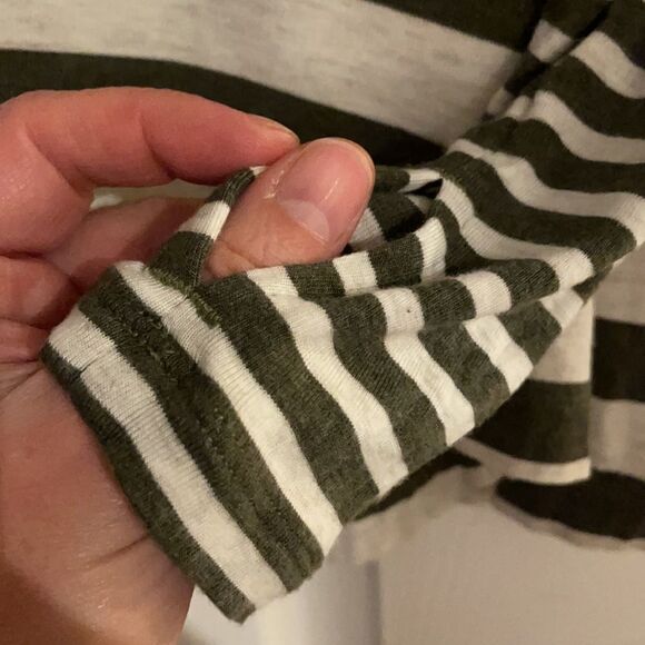 CAbi Olive Green & Oatmeal Striped Playoff Hoodie 3995 - Picture 7 of 8